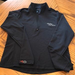 HARLEY DAVIDSON 1/4 zip long sleeved shirt size XL blk gently used in good cond.